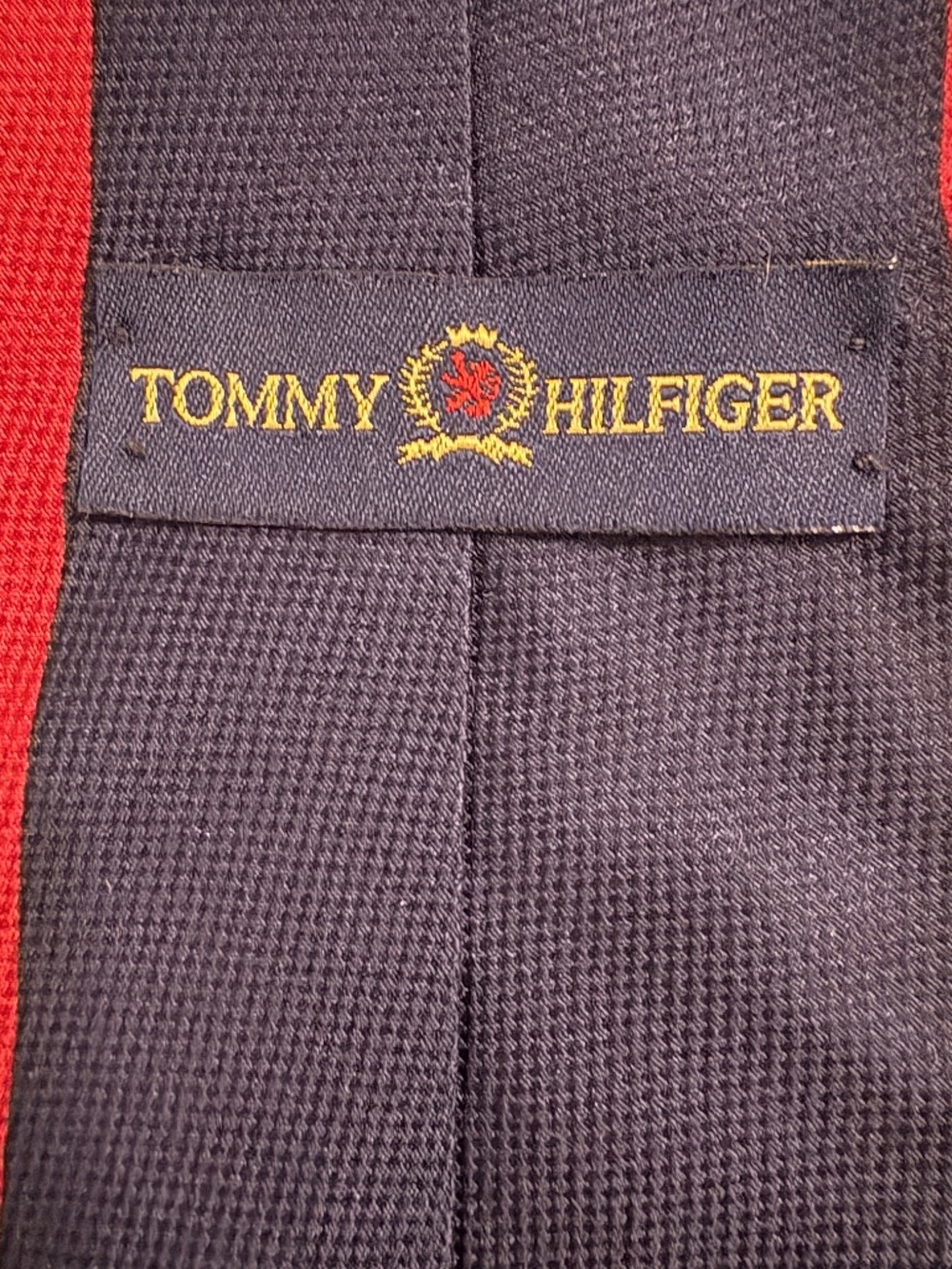 VTG Tommy Hilfiger Silk Tie Colorblock Red Navy Green 4"